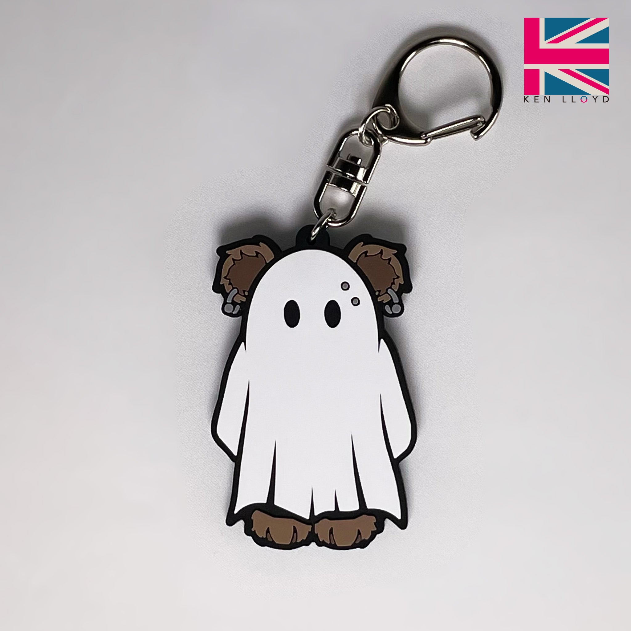 Kenny Bear Halloween Ghost Rubber Key Ring